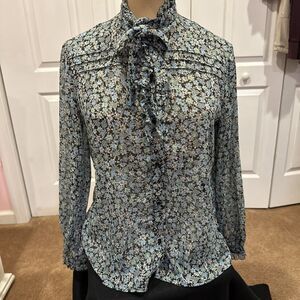 MAJE Cenaza floral-print metallic shirt Size 1 US Small